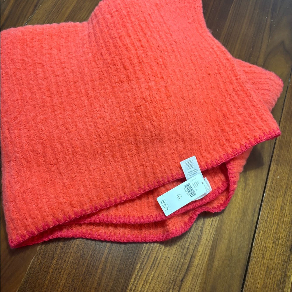 Anthropologie Orange Knit Scarf Chunky Texture